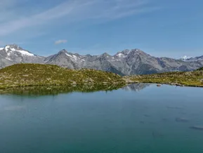 Bergsee am Speikboden mit Panorama der Zillertaler Alpen im Sommer